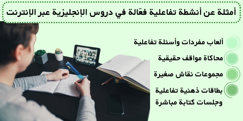 أمثلة عن أنشطة تفاعلية فعّالة في دروس الإنجليزية عبر الإنترنت