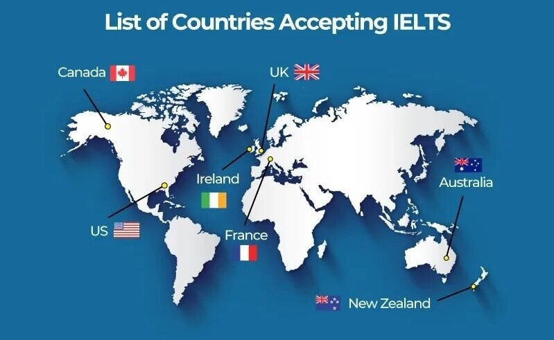 لیست کشورهایی که آیلتس را می پذیرند.