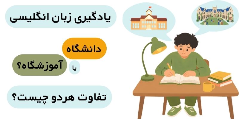 یادگیری زبان انگلیسی آموزشگاه یا دانشگاه (4) یادگیری زبان انگلیسی دانشگاه یا آموزشگاه؟ تفاوت هردو چیست؟